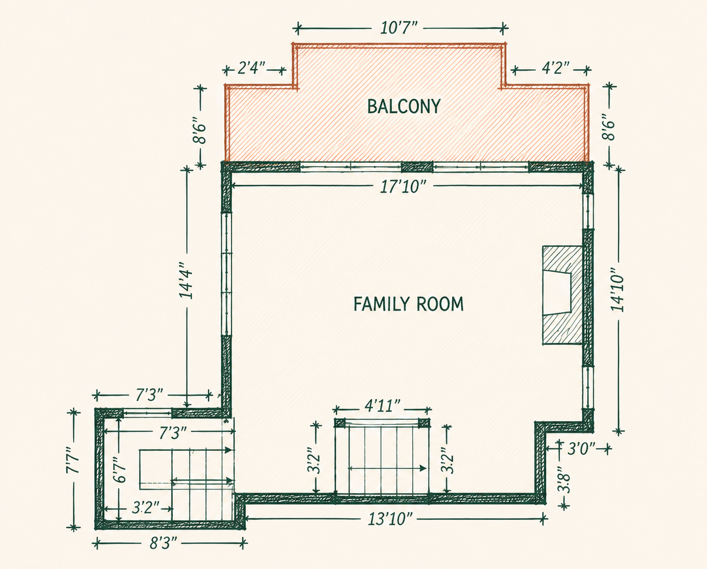 Upper Level floor plan sketch